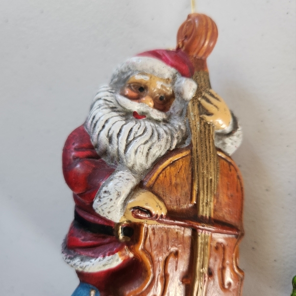 Vintage Plastic Blow Mold Christmas Tree Ornaments Santa Novelty Lot Of 4 Kitsch - Picture 6 of 8